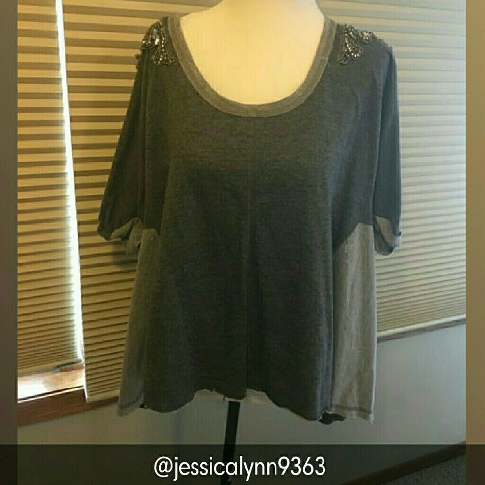 MISS ME -- Color-Block Beaded Blouse